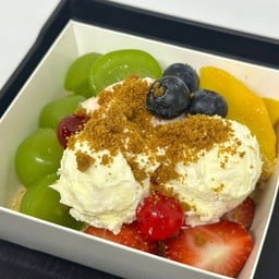 ครีมชีสผลไม้ ครีมชีส2สกู๊ป ผลไม้5อย่าง (ทำสดใหม่15นาที)