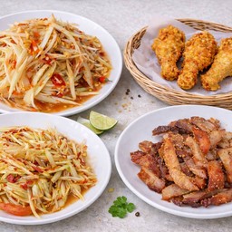 ปีใหม่ฮาเฮ ตำไทย + ตำลาว+ หมูย่าง + ไก่ทอด 10 ชิ้น
