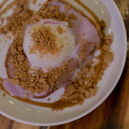 Taro Custard With Coconut Ice Cream Toast