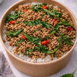 กะเพราเนื้อสับ(ไม่รวมไข่ดาว)