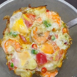 ไข่ดาวกุ้งสดพริกน้ำปลา ราดข้าวสวย