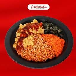 รามยอนเผ็ดแห้งไก่กรอบไข่กุ้ง