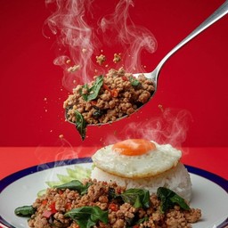 ข้าวกระเพรา(เลือกเนื้อสัตว์ด้านในรายการ)