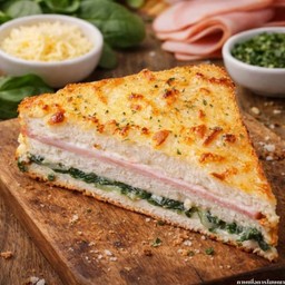 ทริปเปิ้ลคล็อคมูสแฮมผักโขม (Triple Croque Monsieur Ham&Spanich)
