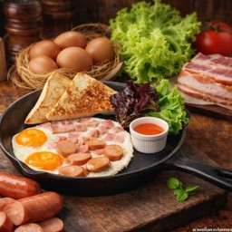 A ไข่กระทะ ขนมปัง