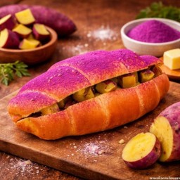 มันหวานถั่วแดง ชิโอะปัง (Sweet Potato & Red Bean Shio Pan)