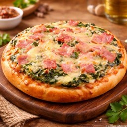 พิซซ่าผักโขมแฮมชีส (Spinash Ham & Cheese Pizza)