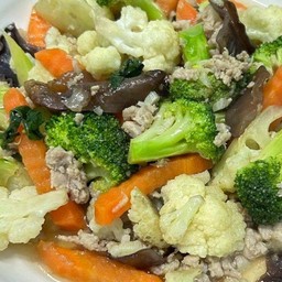 ผัดผักรวมหมูสับ+ข้าว