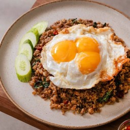 ข้าวคลุกกะเพราหมูสับ