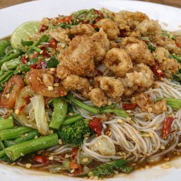 ตำซั่วผักลวกกากหมู