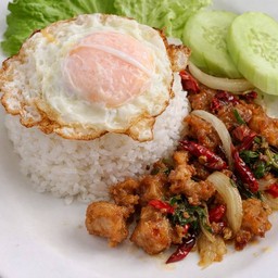 ข้าวกระเพราะสามชั้นทอด