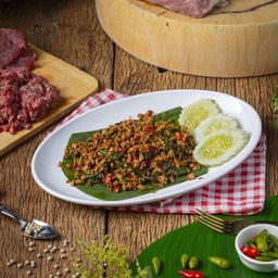 กะเพราเนื้อสับ (กับข้าว)