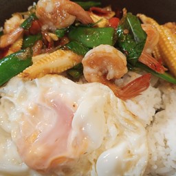 กระเพรากุ้งไข่ดาว