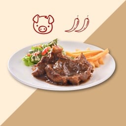 สเต๊กหมูสันคอพริกไทยดำ