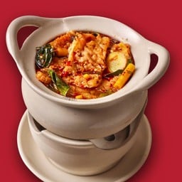 หม้อไฟต้มยำไข่เจียวหมูสับ