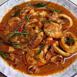 ข้าวราด - ผัดพริกแกงกุ้ง