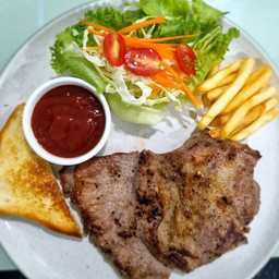 สเต็กสันคอหมูพริกไทยดำ