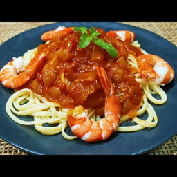 สปาเกตตี้กุ้งซอสพริกขี้หนู