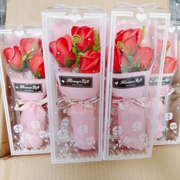 ช่อดอกไม้ 3 ดอก (พร้อมกล่องใส)