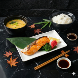 [เซตสุดฮิต] Salmon Shio Teri Yaki + Gohan + Miso Soup