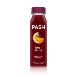 Beet Blast, Cold Pressed Juice ( บีทรูท สับปะรด เสาวรส มะม่วง ขิง - น้ำผลไม้ สกัดเย็น บรรจุขวด )