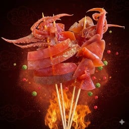 ปลาหมึกกรอบเสียบไม้