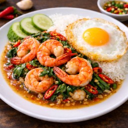 ข้าว+กะเพรากุ้ง