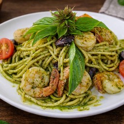 พาสต้าเพสโต้กุ้ง ( ไม่เผ็ด)