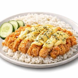 ข้าวไก่กรอบราดซอสชีส