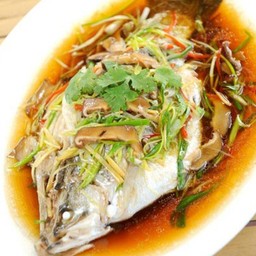 ปลากระพงนึ่งซีอิ้ว