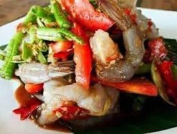 ตำถั่วกุ้งสด