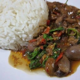 กะเพราเคื่องในไก่