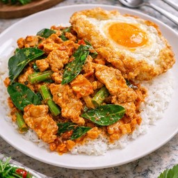 ข้าวผัดพริกแกงหมูชิ้น