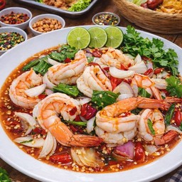 ยำกุ้งสุกหมูสับ