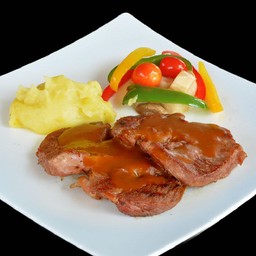 สันคอหมูสเต็ก บราวน์ซอส
