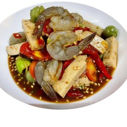 ตำกุ้งสด+หมูยอ