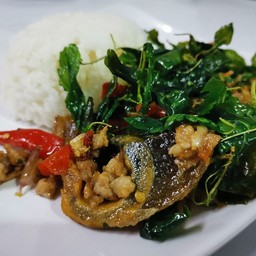 ข้าวกะเพราไข่เยี่ยวม้า