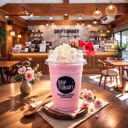 นมชมพูปั่น พร้อมวิปครีม