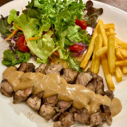 สเต็กหมูบราวน์ซอส