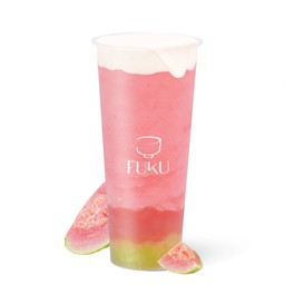 ชาฝรั่งสีชมพูปั่นใส่เนื้อองุ่นและครีมชีส