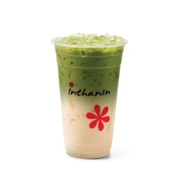 นมโอ๊ตชาเขียวลาเต้เย็น