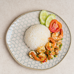 ข้าวราดทะเลคั่วพริกเกลือ