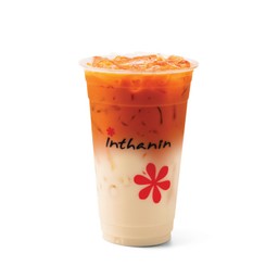 นมโอ๊ตชาไทยลาเต้เย็น