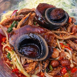 ยำมะม่วงปลากรอบ+ไข่เยี่ยวม้า