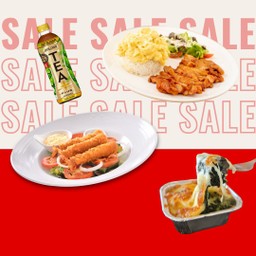[SALE!!] ข้าวไก่สไปร์ซีไข่ข้น + สลัดกุ้งทอด + ผักโขมชีส + ทีพลัสอู่หลงไม่มีน้ำตาล