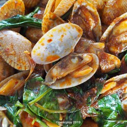 ผัดหอยลายน้ำพริกเผา