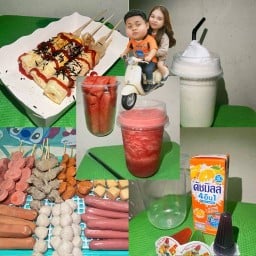 น้ำผลไม้ปั่น เฟรนช์ฟรายส์ ไข่ม้วน ลูกชิ้นทอด