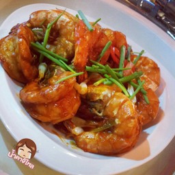 กุ้งลายเสือราดซอสมะขาม