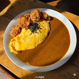 ข้าวแกงกะหรี่ญี่ปุ่น - เลือกเนื้อสัตว์ได้ + ห่อไข่