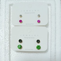 ต่างหู4คู่ ขาวชมพูดำเขียว (สต้อก2)